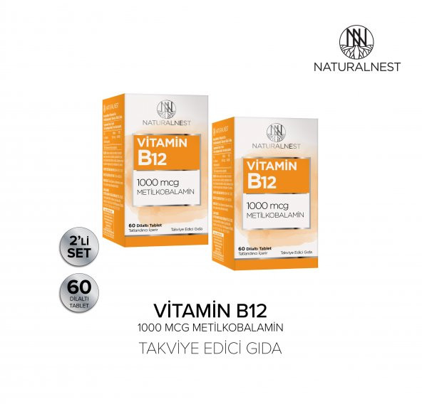 Naturalnest Vitamin B12 Metilkobalamin Takviye Edici Gıda 60 Tablet 2 Kutu