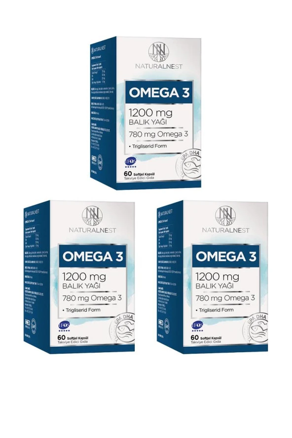 Naturalnest Omega 3 Balık Yağı 1200 Mg 60 Kapsül 3 Kutu