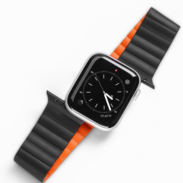 DUX DUCIS Apple Watch 42-44-45MM için Manyetik Zincir Versiyon PU Deri Kayış Kordon