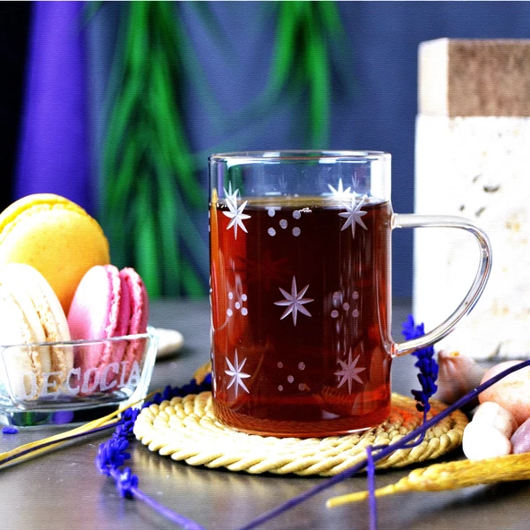 DECOCIA K50 BOROSİLİKAT 3LÜ İNCE CAM KUPA 200CC SEMA DESENLİ - Resim 2