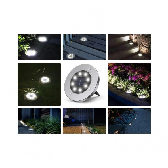 12 Adet 8 Ledli Gömme Solar Zemin Yol Bahçe Aydınlatma Spot Lambası Su Geçirmez D17 12Lİ SET - 3
