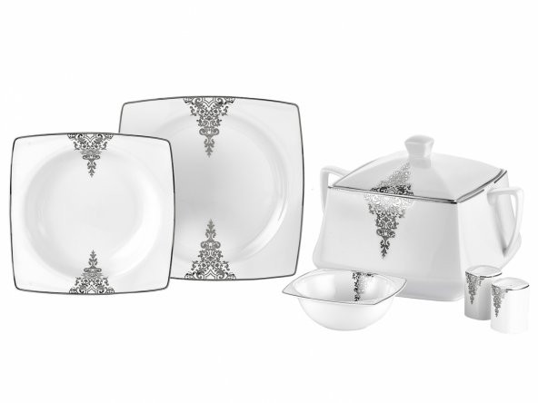 Taç Lace 60 Parça Porselen Yemek Takımı Platin - 2