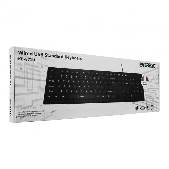 EVEREST KB-871U Q USB İTALYANCA KLAVYE,SİYAH - 4
