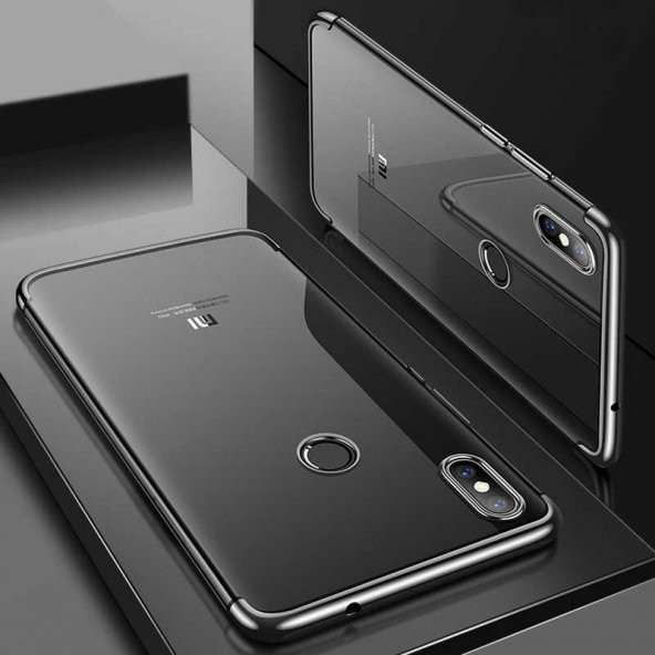 Xiaomi Redmi S2 Kılıf Dört Köşeli Lazer Silikon Kapak - Siyah