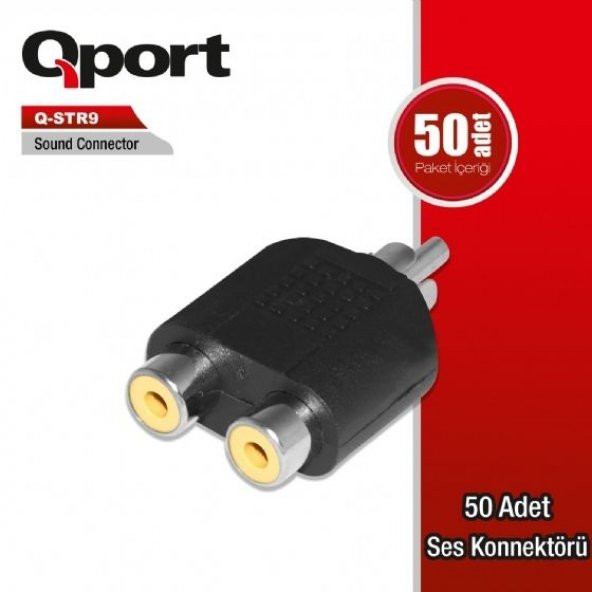 QPORT Q-STR9 3,5mm RCA ERKEK => 2*3,5mm RCA DİŞİ ÇEVİRİCİ