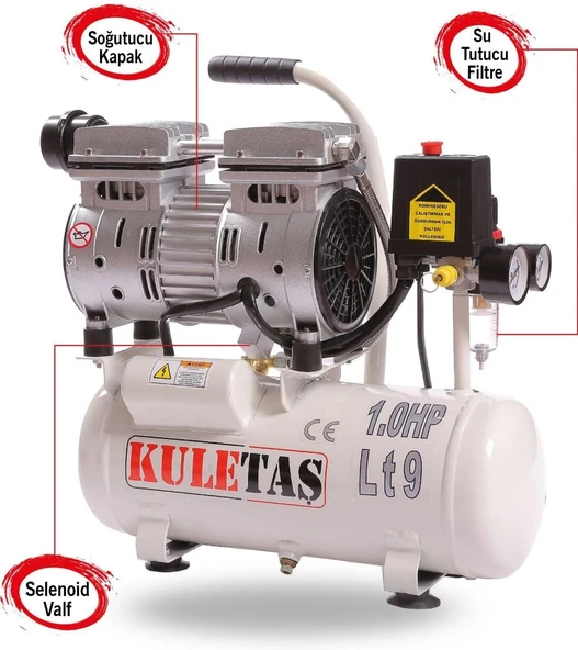Kuletaş Süper Sessiz Yağsız Kompresör 9 Litre - Resim 2