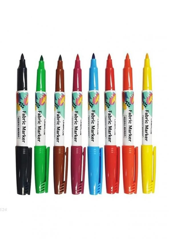 Tekstil Kumaş Kalemi Markörü 8 li Keçeli Kalem Fabric Marker Tekstil Markörü 8 Renk 1  Paket - 2