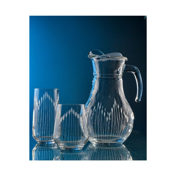 Decocia Kazaan 25 Parça  12 Kişilik Su ve Meşrubat Kesme Bardak Seti Vega Desenli - Resim 3