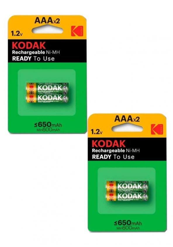 İnce Şarj Edilebilir AAA 650 mah 2 li 2 Paket Kumanda Pili Şarjlı Ni-mh 2 Paket Doldurulabilir Pil - 5