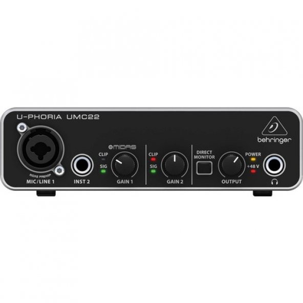 Behringer UMC22 Midas Mikrofon Preamfi 2 x 2 USB Ses Kartı - 2
