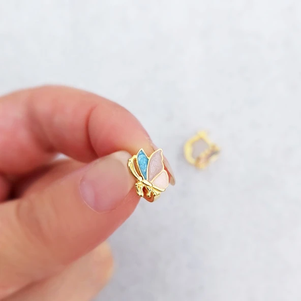 Vaoov 925 Ayar Gümüş Mineli Pembe Çocuk Küpe - Resim 3