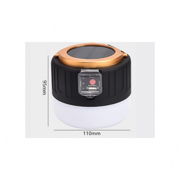 G-300W Kamp Lambası Solar Güneş Enerjili Ampül 26SMD LED Şarjlı El Feneri Powerbank D18