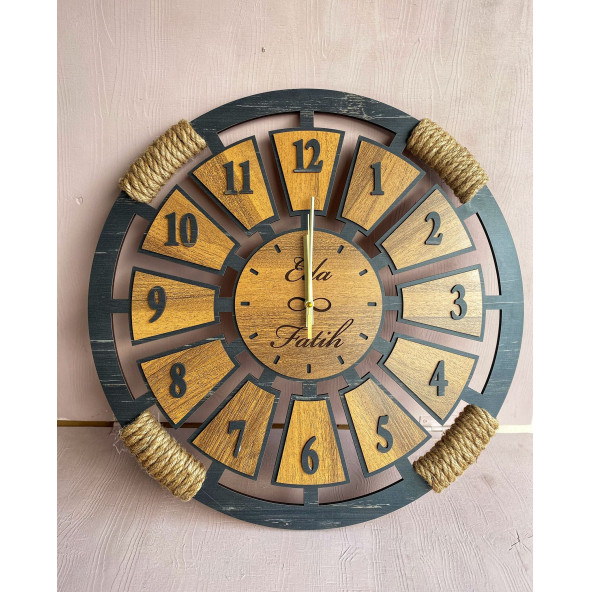 LavintaDesign Kişiye Özel Ahşap Duvar Saati 50 cm - 3