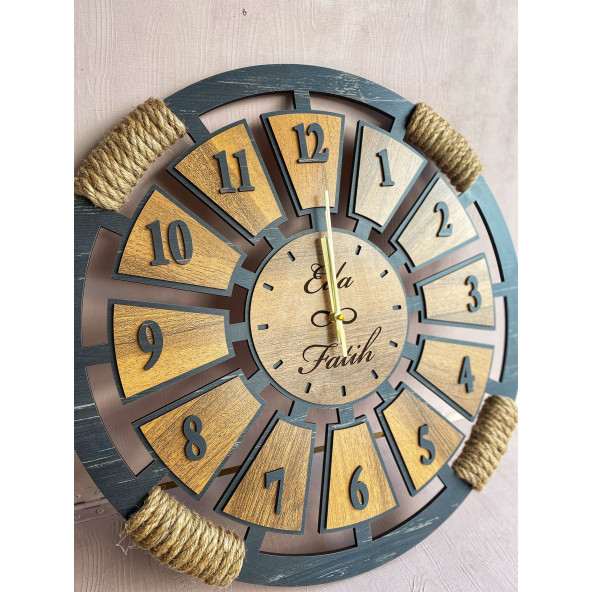 LavintaDesign Kişiye Özel Ahşap Duvar Saati 50 cm - 4