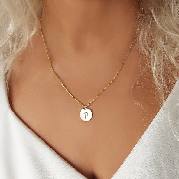 Vaoov 925 Ayar Gümüş Harfli Plaka Venezia Zincir Kolye - Resim 3