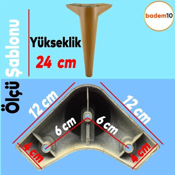 Aspen Lüks Mobilya Kanepe Koltuk Tv Ünitesi Konsol Yükseltici Ayağı Ayakları 24 Cm Ahşap Desenli - 4