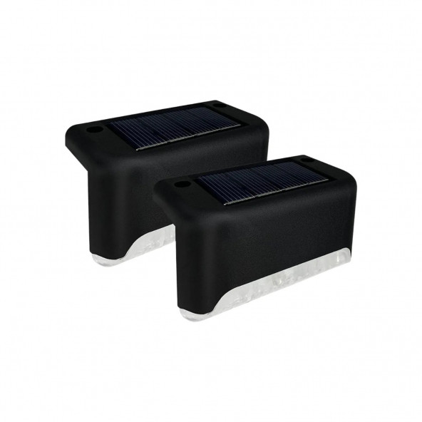 Paket Solar Güneş Enerjili Şarj Edilen Köşebent Merdiven Bahçe LED Lamba Siyah Solar-Köşenbent D21 (2 ADET) - 2