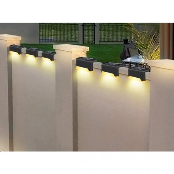 Paket Solar Güneş Enerjili Şarj Edilen Köşebent Merdiven Bahçe LED Lamba Siyah Solar-Köşenbent D21 (2 ADET) - 6