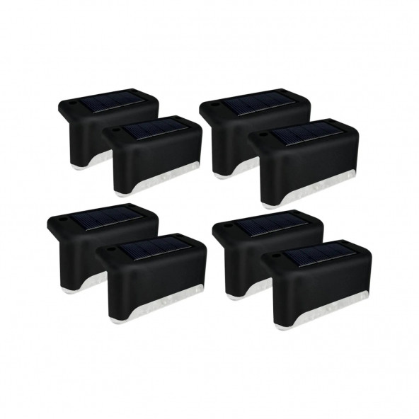 Paket Solar Güneş Enerjili Köşebent Merdiven Veranda Bahçe LED Lamba Siyah Solar Sekizli-Köşebent D21-8 ADET - 4