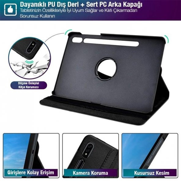 Coofbe Samsung GalaxyTab S7 2020 12.4 (T970-T975-T976) Standlı Tablet Kılıfı, Darbe Emici, Kaymaz - 2