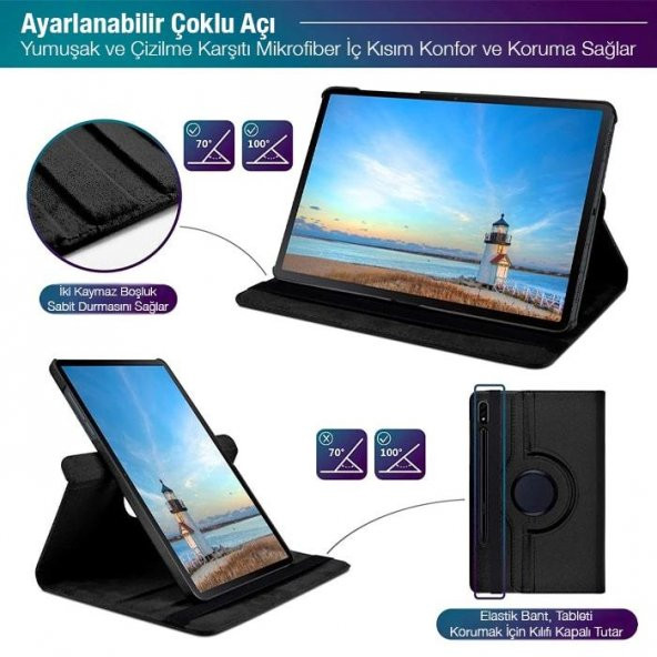 Coofbe Samsung Galaxy Tab S8 Plus 2022 12.4 (X800-X806) Standlı Tablet Kılıfı, Darbe Emici,Kaymaz - 3