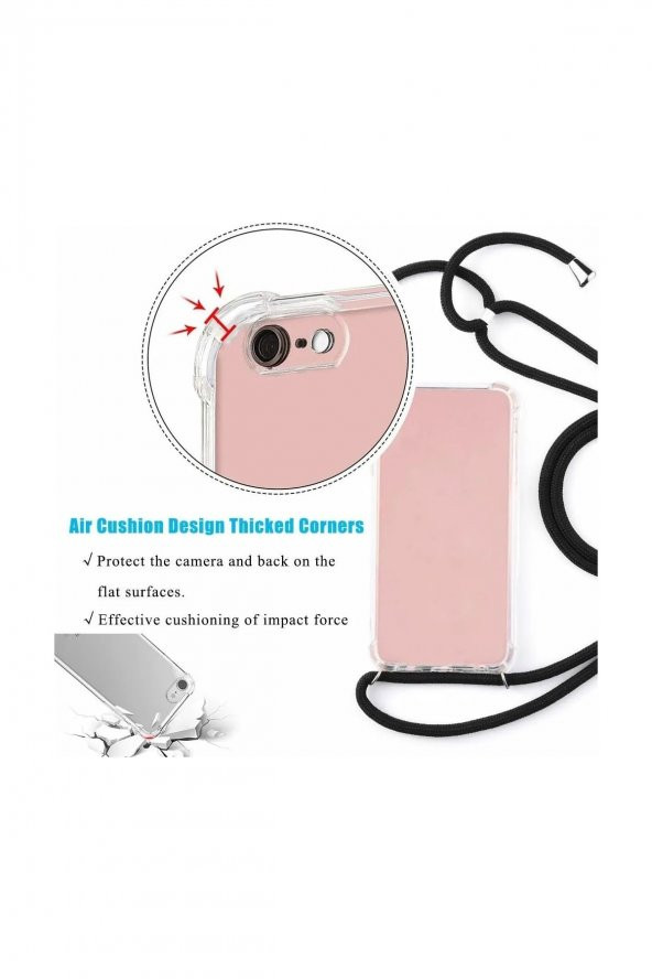 TahTicMer Xiaomi Redmi Note 8 Uyumlu Kılıf İpli Boyundan Askılı Darbe Emici AntiShock Kapak - 2