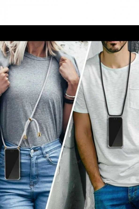 TahTicMer Xiaomi Redmi Note 8 Uyumlu Kılıf İpli Boyundan Askılı Darbe Emici AntiShock Kapak - 3
