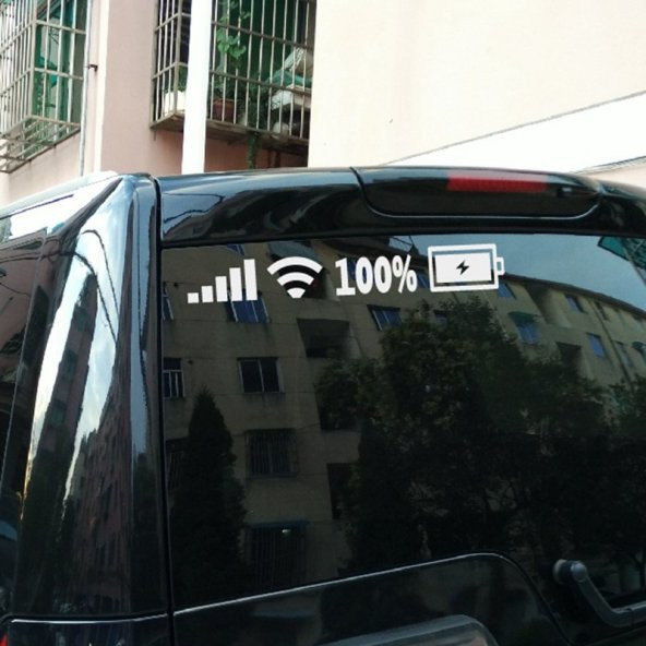 Araba Cam Sticker Çıkartma, XY Wifi Pil Seviyesi 30 x 3.6 cm - Beyaz