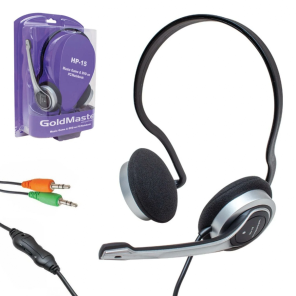 PC KABLOLU KULAK ÜSTÜ KULAKLIK 1.2MT 3.5MM MİKROFONLU GOLDMASTER HP-15 - 4