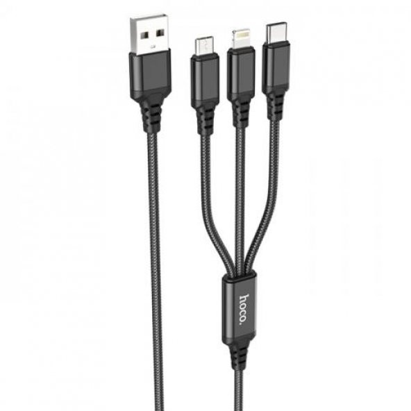 Polham 3in1 1 Metre USB To Type-C, iPhone Lightning,  Micro USB Şarj ve Data Kablosu, 2A Halat Kablo