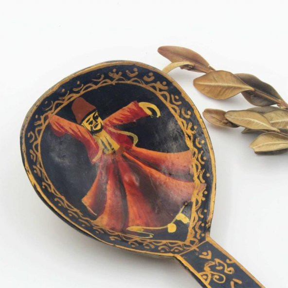 Antika El İşi Mevlana Semazen Kaşık  Termometreli Ahşap Kaşık - Resim 4