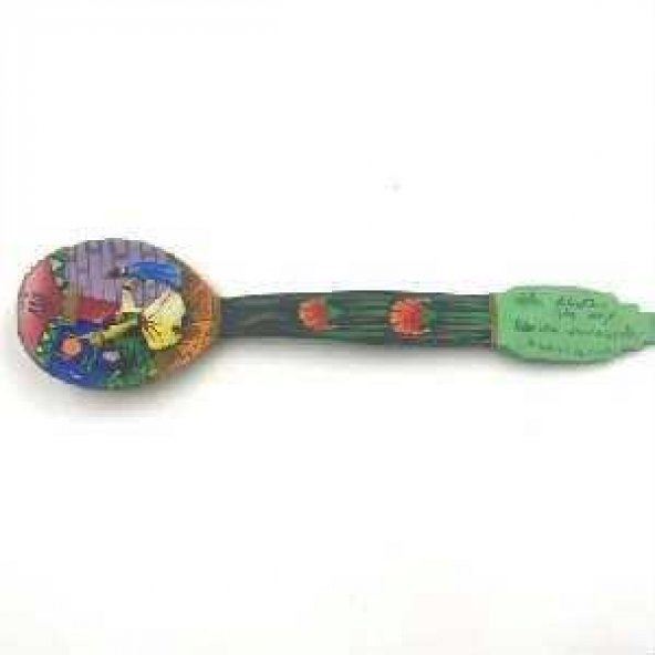 Sanat Taciri - El Boyama Antika Mevlana Resimli Ahşap Kaşık - Resim 2