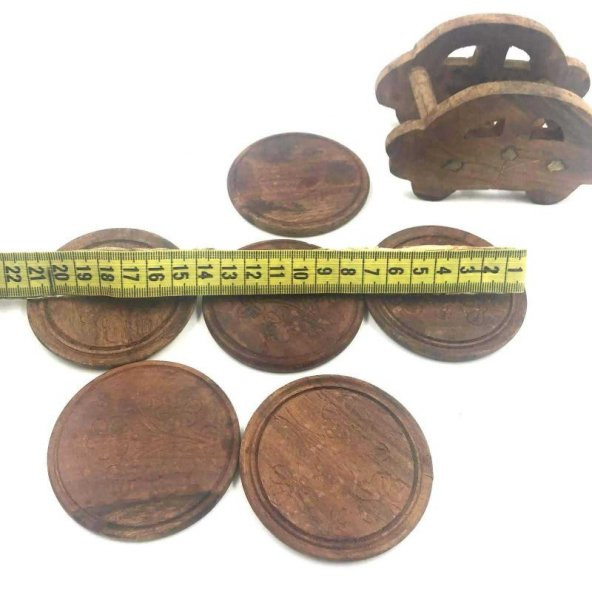 Sanat Taciri- El İşi Ahşap - Sedef Kakmalı Bardak Altlığı - Bardak Altı 6 Adet - 2