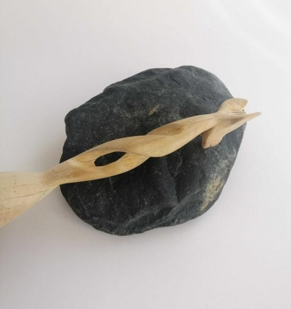 Zürafa Figürlü El İşi Ahşap Oyma Kaşık Duvar Süsü - 3