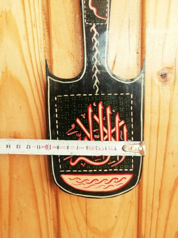 VİNTAGE BÜYÜK BOY EL İŞİ HAT YAZILI DUVAR SÜSÜ AHŞAP KAŞIK - 3