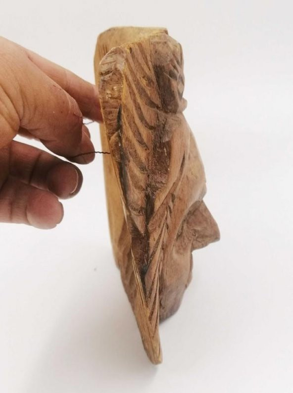 16CM AVRUPA EL OYMASI TEK PARÇA MASKE AHŞAP HEYKEL BİBLO - 4