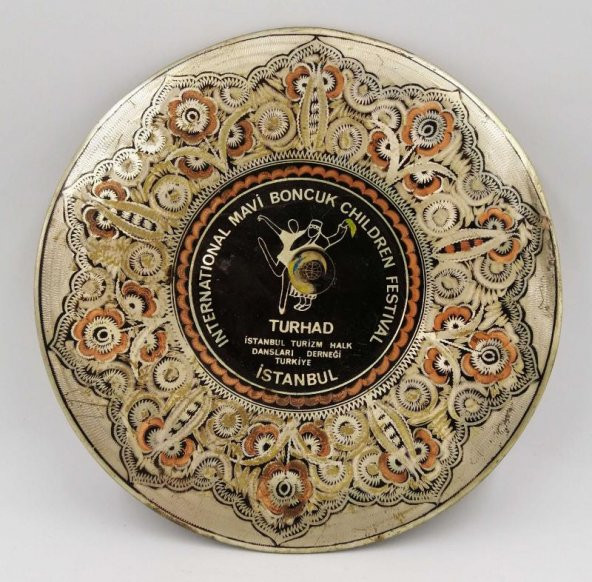 MAVİ BONCUK HALK DANSLARI BAKIR DUVAR SÜSÜ ürün görseli