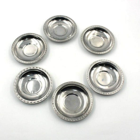 Eski - Fır Döndü Kenar 6 Adet Çay Bardağı Tabağı Mini Çerezlik - Lokumluk - Şekerlik Lot - 6