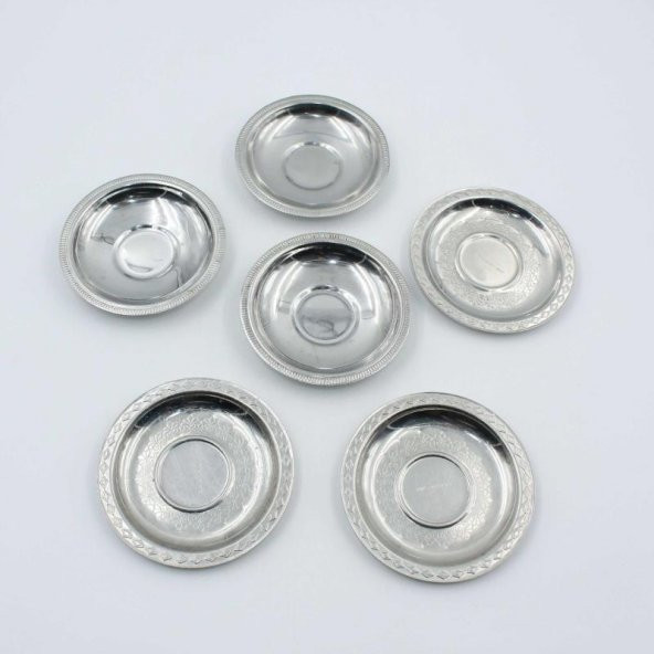 Eski - 2 Farklı Çeşit - 6 Adet Çay Bardağı Tabağı Mini Çerezlik - Lokumluk - Şekerlik Lot - 17