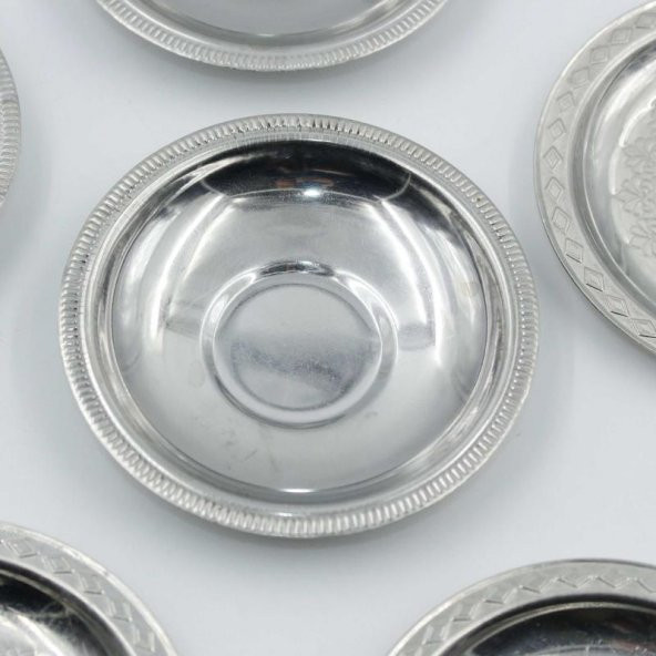 Eski - 2 Farklı Çeşit - 6 Adet Çay Bardağı Tabağı Mini Çerezlik - Lokumluk - Şekerlik Lot - 17 - 2