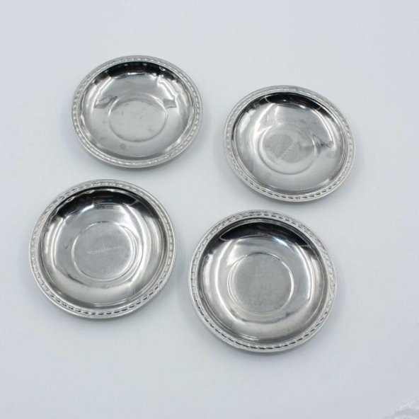 Eski - Kabarık Kenar - 4 Adet Çay Bardağı Tabağı Mini Çerezlik - Lokumluk - Şekerlik Lot - 15