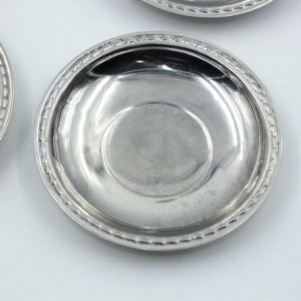 Eski - Kabarık Kenar - 4 Adet Çay Bardağı Tabağı Mini Çerezlik - Lokumluk - Şekerlik Lot - 15 - 2