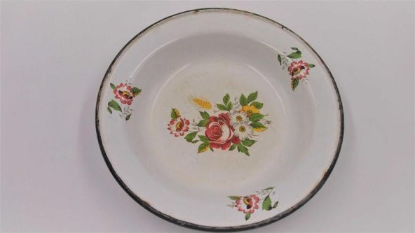 Sanat Taciri- Eskilerden Emaye Tabak - Dekorluk -Bahçe Ev Dekoru ürün görseli