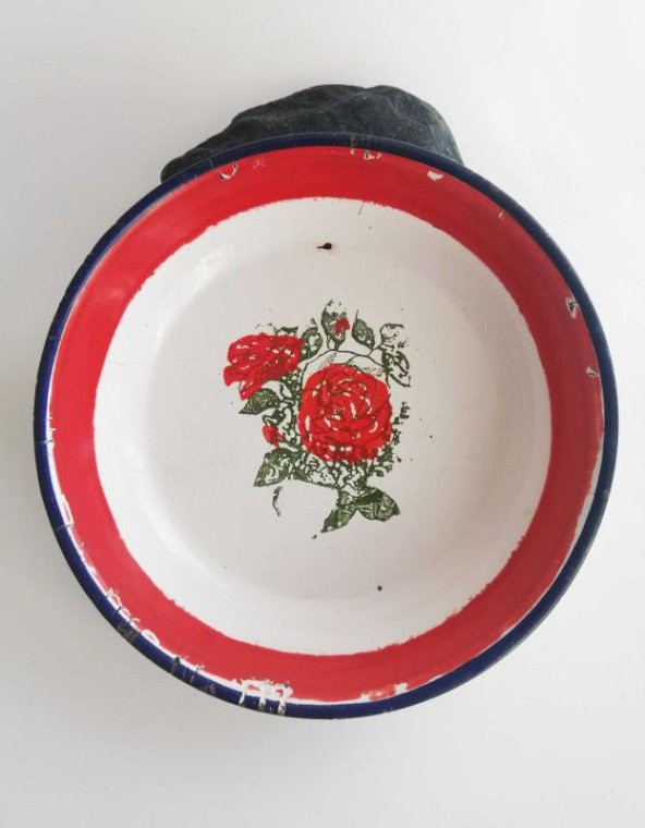 Sanat Taciri- Eskilerden Emaye Tabak - Dekorluk -Bahçe Ev Dekoru ürün görseli