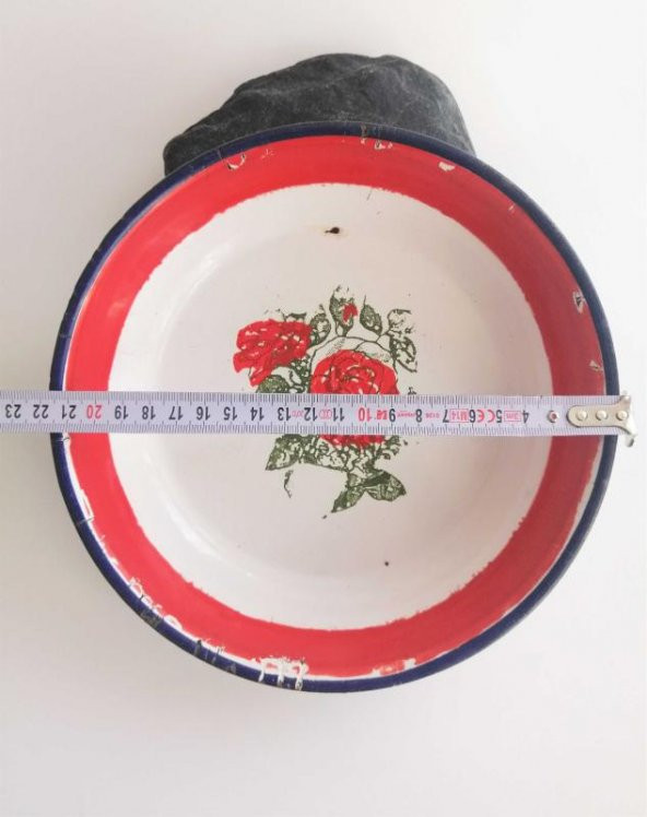 Sanat Taciri- Eskilerden Emaye Tabak - Dekorluk -Bahçe Ev Dekoru - Resim 2