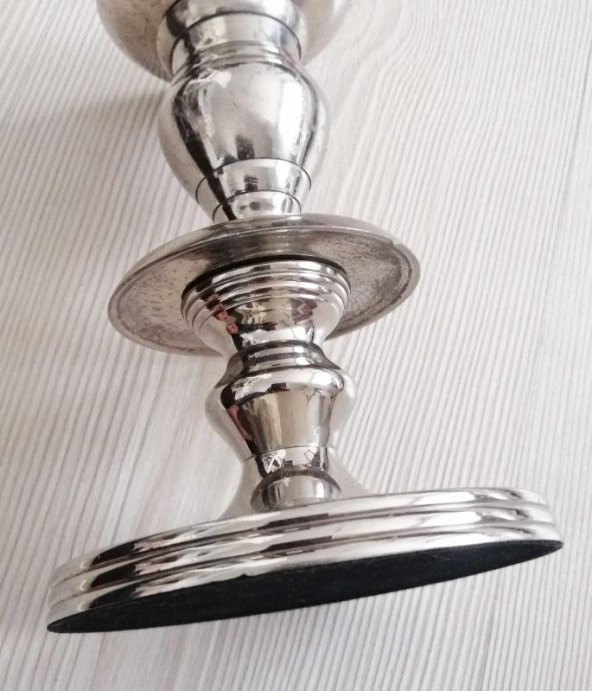 GÜMÜŞ KAPLAMA PİRİNÇ MUMLUK ŞAMDAN - 2