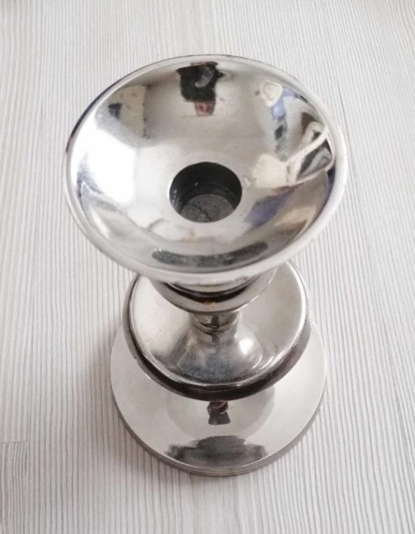 GÜMÜŞ KAPLAMA PİRİNÇ MUMLUK ŞAMDAN - 3