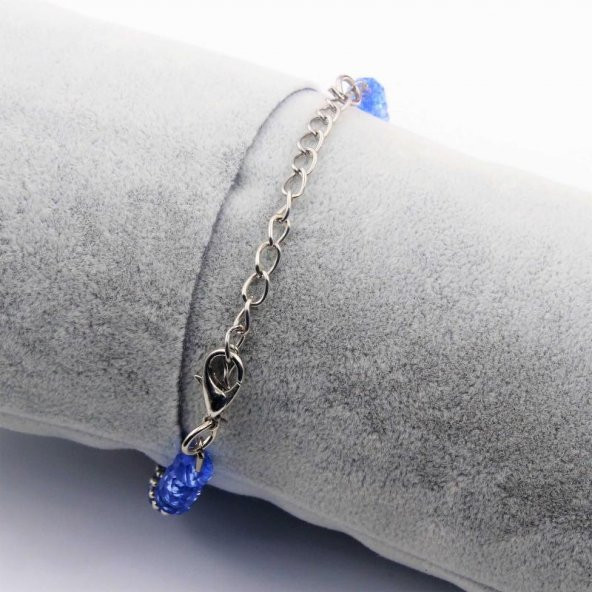 Çiçek Şeklinde Nazar Boncuklu Açık Mavi Lila Cam SIFIR Bileklik - Hediye Paketinde Gönderilecektir - 2