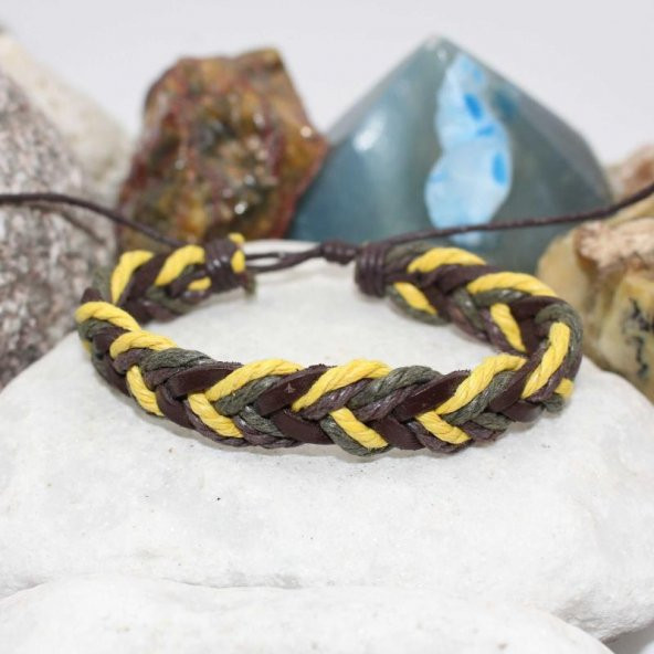 KARIŞIK RENK ÖRGÜ DERİ Erkek Bileklik ÖZEL TASARIM ERKEK - Unisex Bileklik