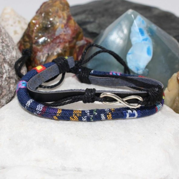 Sonsuzluk İşareti Deri Örme Erkek Bileklik TASARIM Unisex Bileklik